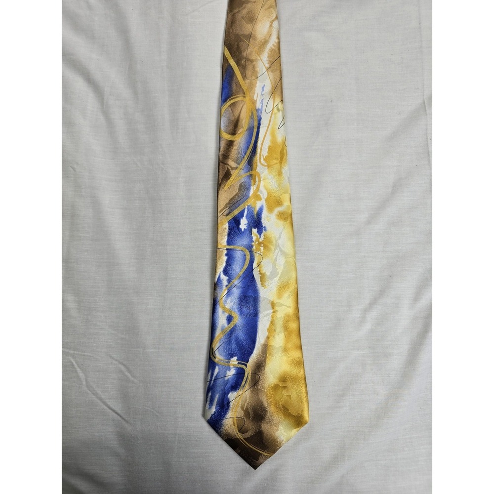 J Garcia Necktie Mens One Size Yellow Blue‎ Volcano Collection Fifty Six Silk